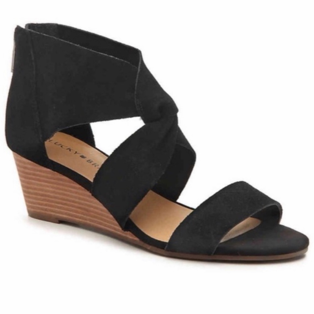 Lucky Brand Women’s Jamin Black Suede Twist Wedge - Size: 8